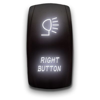 Right Button - White - Laser Etched Toggle Switch 20A 12V - Vertical Rocker Switch 5-Pin DPST