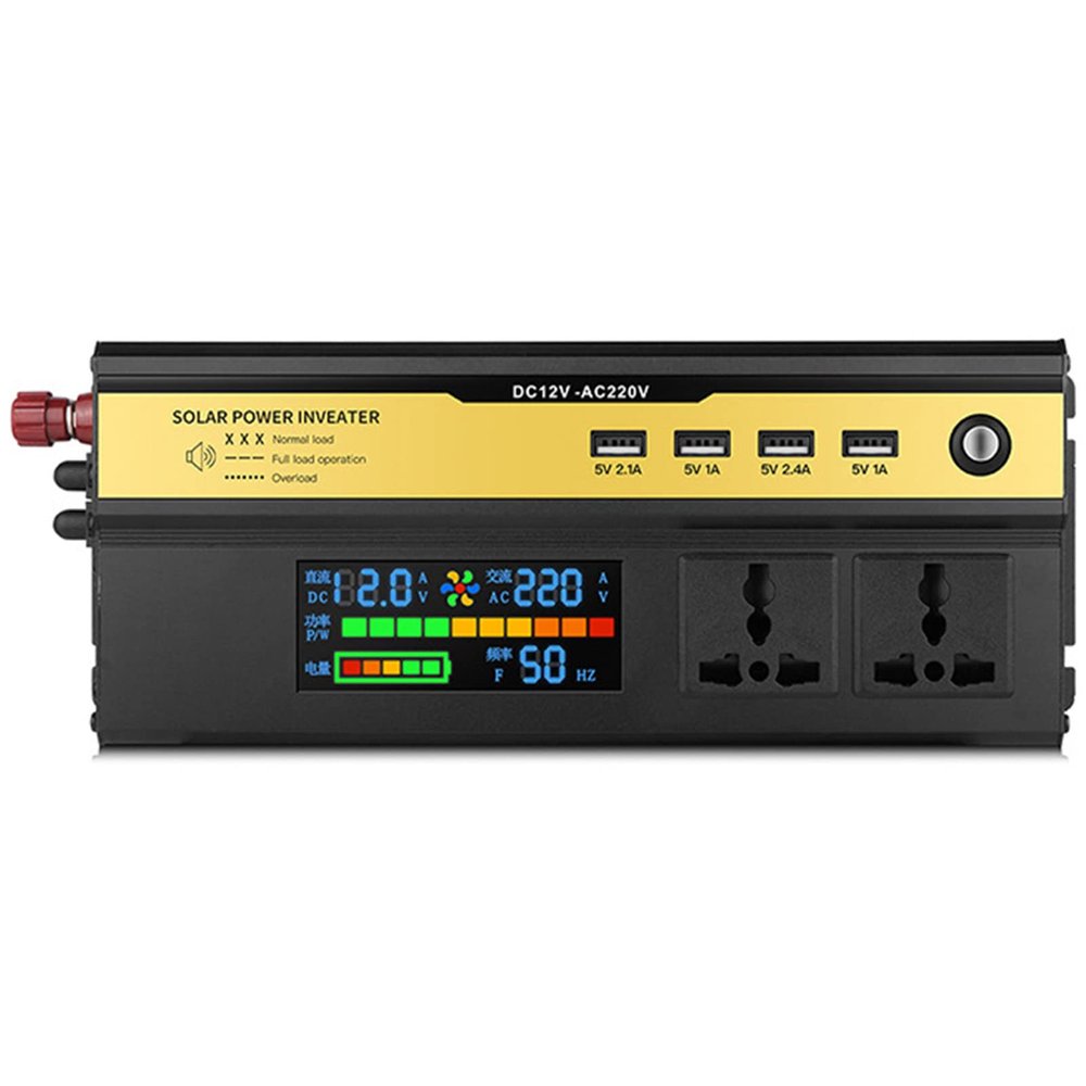 Niczu 500W 1200W 1600W 2200W Car Inverter DC 12V 24V 48V to AC 220V Modified Sine Wave Power Voltage Converter with Smart Digital Display Screen,2200W-12V
