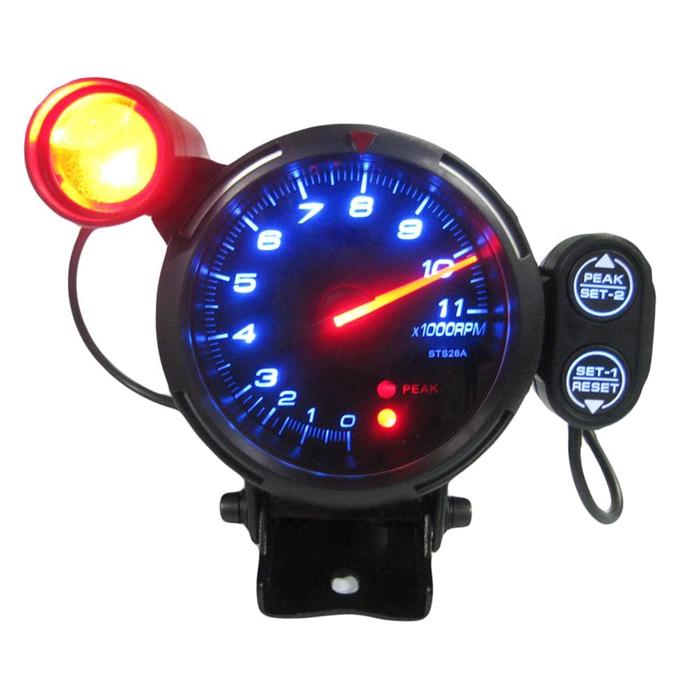 3.5 Inch 12V Car Tachometer Gauge Kit - 0-11000 RPM Electronical Tachometer with Super Bright Blue LED