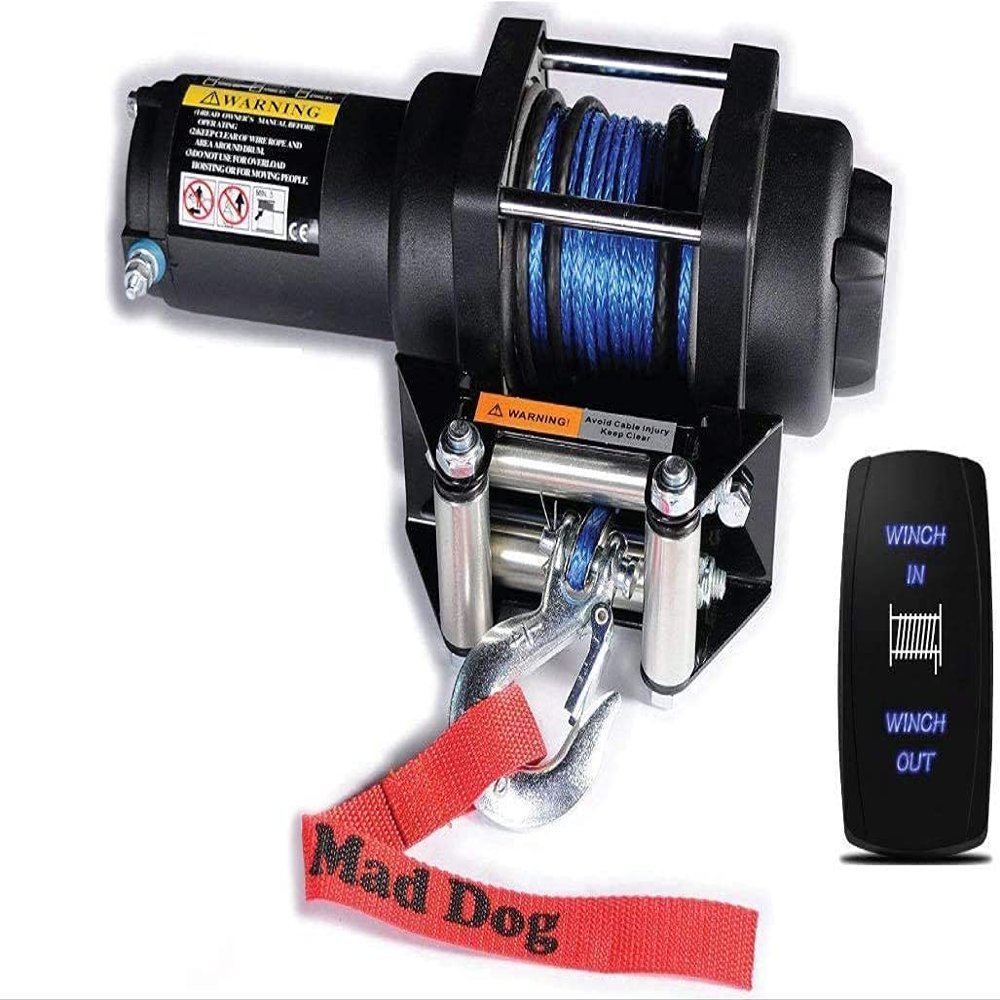Mad Dog 2500 LB Winch & Mount Combo, Synthetic Rope, Compatible with Polaris Ranger 570 (Midsize) ('14-21)