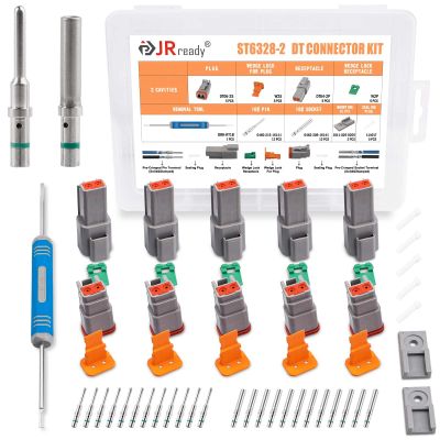 JRready ST6328-2 Deutsch DT 2 Pin Connector Kit, Solid Contacts, 5 Sets