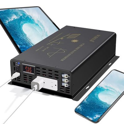 WZRELB Pure Sine Wave Power Inverter 5000Watts 24VDC to 120VAC 10KW Peak Dual AC Outlets 2 2.4A USB Port &Hardwire Terminal Off-Grid Solar Converter RV Trucks