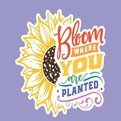 Kramer Bloom Where You are Planted Vinyl Sticker for Car Decal Water Bottle Laptop Decal Motorcycle Helmet 3 2.8 in.