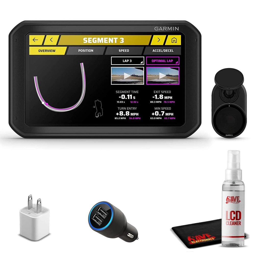 Garmin Catalyst, Driving Performance Optimizer with Real-time Coaching and Immediate Track Session Analysis, for Motorsports and High Performance Driving (010-02345-00), 6Ave Travel & Cleaning Kit