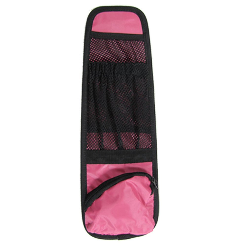 Ruilogod Car Auto Seat Chair Side Pocket Nylon Bag Hot Pink Black