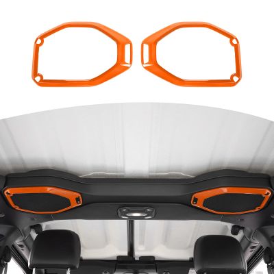 RT-TCZ Roof Speaker Trim for Jeep Wrangler JL JLU 20182023 & Gladiator JT 20202023, Orange ABS Top Speaker Cover Interior Accent, Peel and Stick Installation (2PCS)