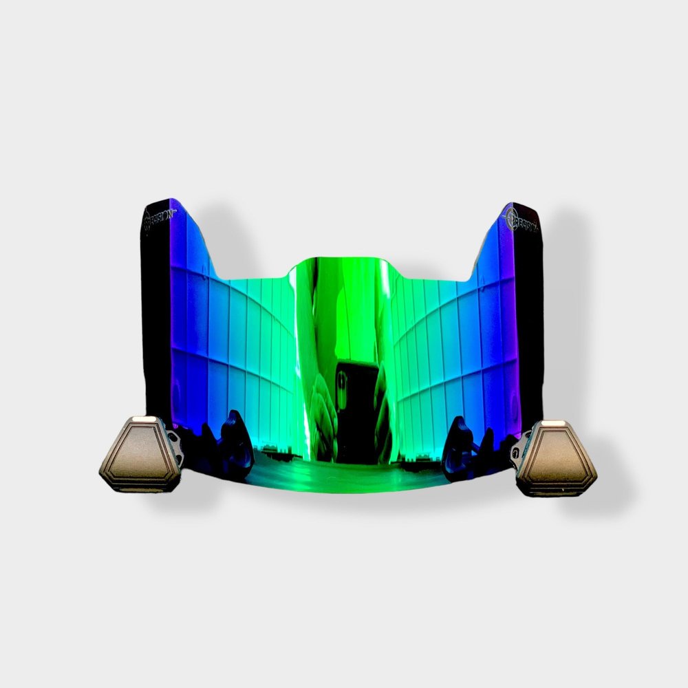 Precision Revo Green Football Helmet Visor // Fits Kids, Youth & Adult Helmets // Eye Protection for Helmet and Facemask // Dark Tinted Visor (Revo Green)