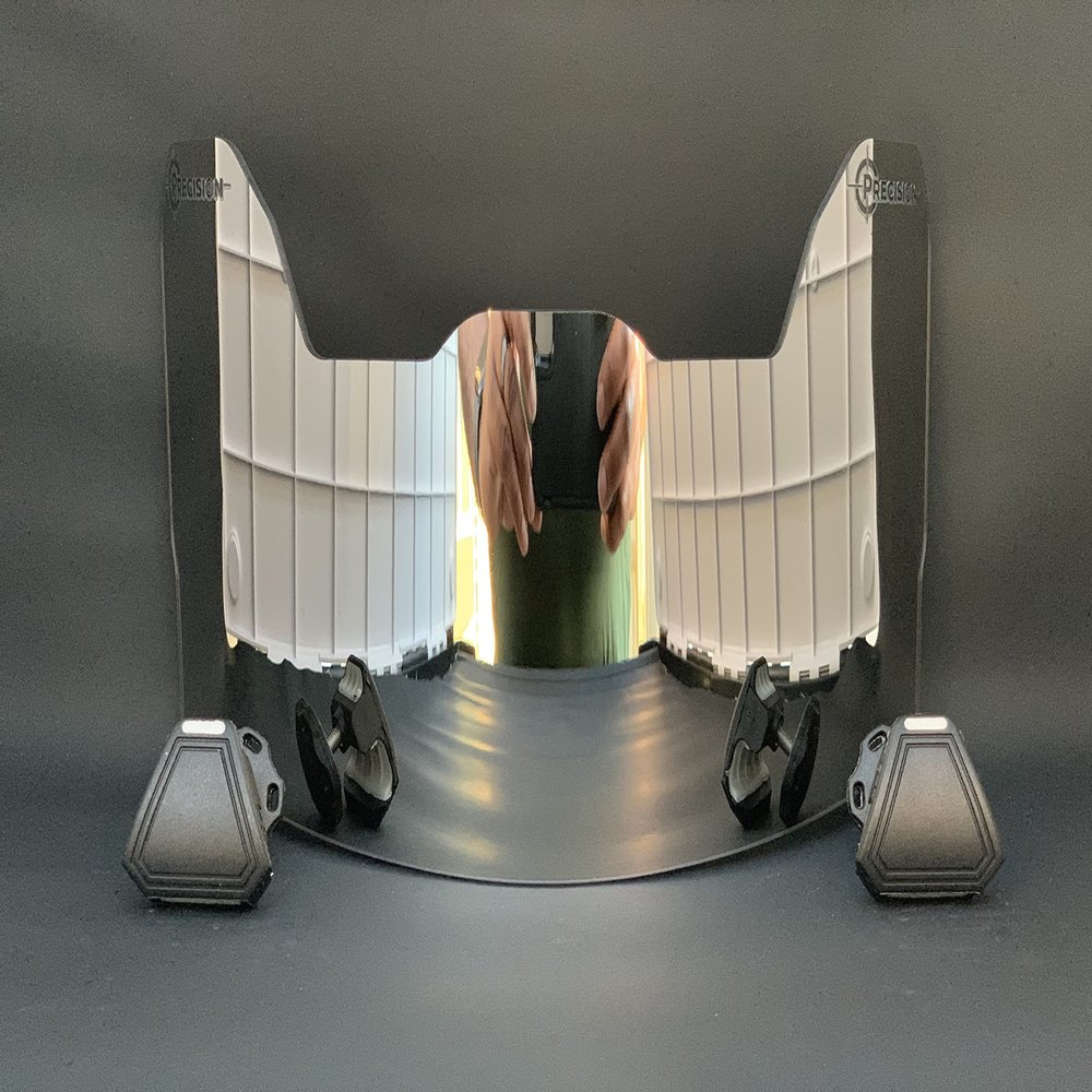 Precision Smokey Mirror Chrome Football Helmet Visor/Eye-Shield // Fits Major Brands Kids, Youth & Adult Helmets // Eye Protection // Dark Tinted Visor