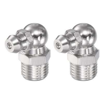 uxcell 201 Stainless Steel 90 Degree Grease Fitting M10 x 1mm Thread Hydraulic Grease Fitting Accessories, 2Pcs