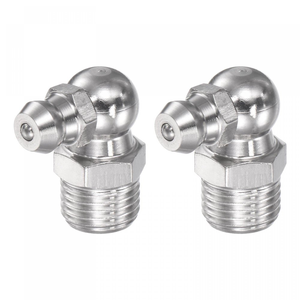 uxcell 201 Stainless Steel 90 Degree Grease Fitting M10 x 1mm Thread Hydraulic Grease Fitting Accessories, 2Pcs