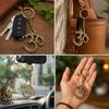 HANDTECHINDIA OM Key Ring Brass Keychain Spiritual Gift Aum Keychain for Car, Bike, Home Lock Key Luggage Bag Wardrobe Locker Golden Set of 5 view 4