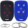 GFDesign 2Pcs Silicone 6 Buttons Key Fob Cover Remote Case Keyless Protector Compatible with Chevrolet Chevy Tahoe Suburban GMC Yukon XL Yukon HYQ1AA 13508280 13508278 (Black & Blue) view 1