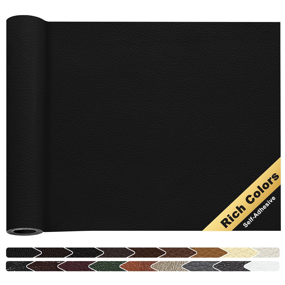 KING MOUNTAIN Leather Repair Patch,16 x 60 Inches self Adhesive Leather Repair Tape for Damaged Leather Furniture, Sofa Seating,Car Seats, Leather Goods(Black)