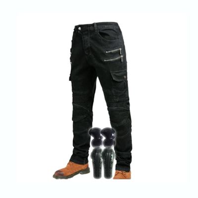 YXYECEIPENO Motorcycle Riding Jeans Armor Buggy Pants Knee Hip Removable Armor All Season Men Suitable for Equestrian, Cycling (Color : Black Upgrade, Size : X-Large)