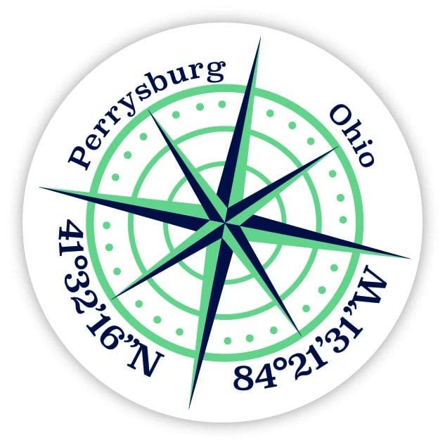 Perrysburg Ohio 2-Inch Vinyl Decal Sticker Latitude Longitude Compass Design