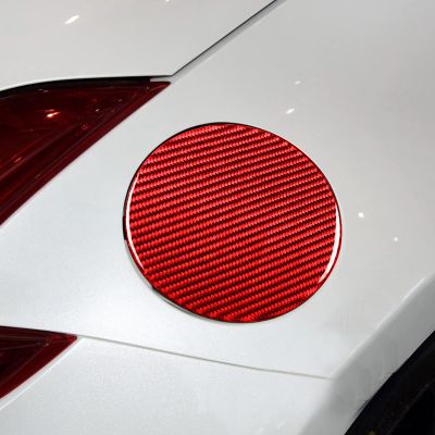 FINMOKAL Red Carbon Fiber Door Fuel Tank Gas Cap Cover Trim Fit for Nissan 370Z 2009-2021