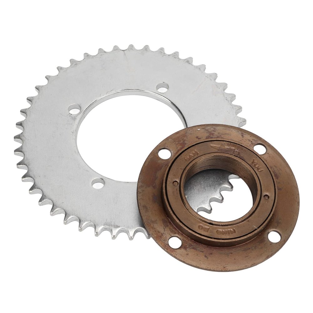 78mm OD 4 Hole Toothless Flywheel + T8F 44T 54mm Rear Chain Sprocket Steel Alloy T8F Roller Sprocket Fits for 43cc Mini Pocket Gas Scooter ATV