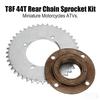 78mm OD 4 Hole Toothless Flywheel + T8F 44T 54mm Rear Chain Sprocket Steel Alloy T8F Roller Sprocket Fits for 43cc Mini Pocket Gas Scooter ATV view 2