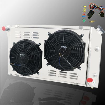 4 Row Aluminum Radiator Compatible with Chevy Corvette C3 1977-1982 5.0L 5.7L V8 350 305 w/Shroud Fans Wiring Harness kit