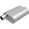 Rumble Exhaust Chambered Performance Muffler R32541: Offset/Center, 2.5" / 2.5" Inlet/Outlet, 4.25 x 9.5 x 13 Oval, Stainless Steel, Classic American Muscle Sound view 2