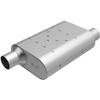 Rumble Exhaust Chambered Performance Muffler R32543: Offset/Offset, 2.5" / 2.5" Inlet/Outlet, 4.25 x 9.5 x 13 Oval, Stainless Steel, Classic American Muscle Sound view 2