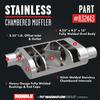 Rumble Exhaust Chambered Performance Muffler R32443: Offset/Offset, 2.25" / 2.25" Inlet/Outlet, 4.25 x 9.5 x 13 Oval, Stainless Steel, Classic American Muscle Sound view 3