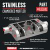 Rumble Exhaust Chambered Performance Muffler R33041: Offset/Center, 3" / 3" Inlet/Outlet, 4.25 x 9.5 x 13 Oval, Stainless Steel, Classic American Muscle Sound view 3