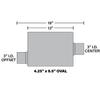 Rumble Exhaust Chambered Performance Muffler R33041: Offset/Center, 3" / 3" Inlet/Outlet, 4.25 x 9.5 x 13 Oval, Stainless Steel, Classic American Muscle Sound view 4