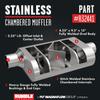 Rumble Exhaust Chambered Performance Muffler R32441: Offset/Center, 2.25" / 2.25" Inlet/Outlet, 4.25 x 9.5 x 13 Oval, Stainless Steel, Classic American Muscle Sound view 3