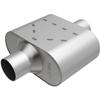 Rumble Exhaust Chambered Performance Muffler R37426: Center/Center, 2.5" / 2.5" Inlet/Outlet, 4.25 x 9.5 x 6.5 Oval, Stainless Steel, Classic American Muscle Sound view 2