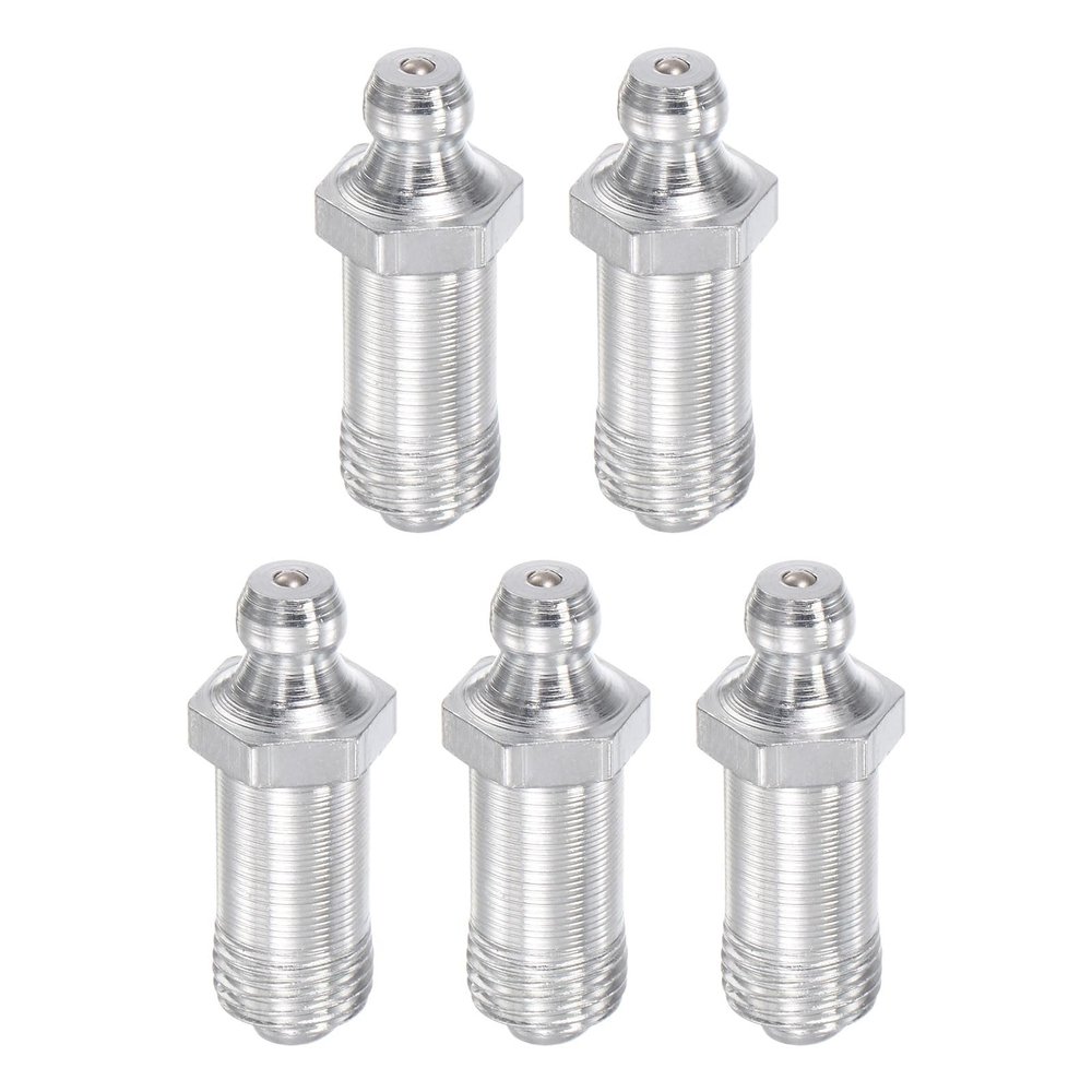 uxcell Steel Straight Grease Fitting G1/8 Thread 11mm Width Hydraulic Grease Fitting Accessories, 5Pcs