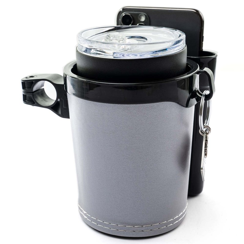 Bike Cup Holder Handlebar Cruiser with Cell Phone Holder Key Holder for Bicycle Motorcycle Scooter Boat Silver
