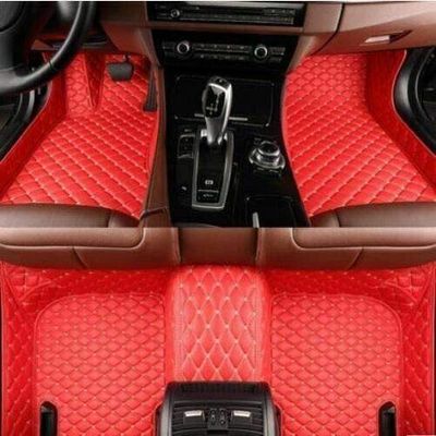 ZGWANGMEI Custom Car Floor Mats for 99.99% Sedan SUV Sports Car Men Women Protection Full Coverage Pads Anti-Slip Leather Floor Lining All Weather Car Floor Mats (red Beige)