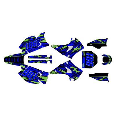 Kalair GFX Graphics Kit for Kawasaki KX125 2003-08 and KX250 2003-08 Twitch Series Blue 9 Mil - Easy Go - Dirt Pit Bike Motorcycle Sticker, Dirtbike Racing Decal Motocross Accessories no-Plastics