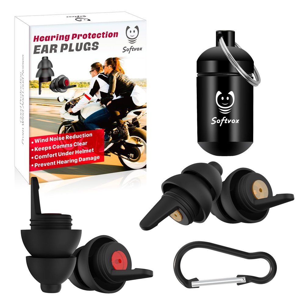 Motorcycle Ear Plugs for Wind Noise Reduction, 2 Pairs Reusable Motorcycle Accessories - Moto Earplugs, Soft Comfortable Hearing Protection for Motorbike, Touring, Racing, Riding - 25dB, Biker Gifts