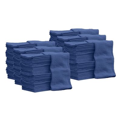 Nabob Wipers Auto Mechanic Shop Towels 500 Pack Bulk Shop Rags 100% Cotton Size 14"x14" Commercial Grade (500 Pack, Blue)