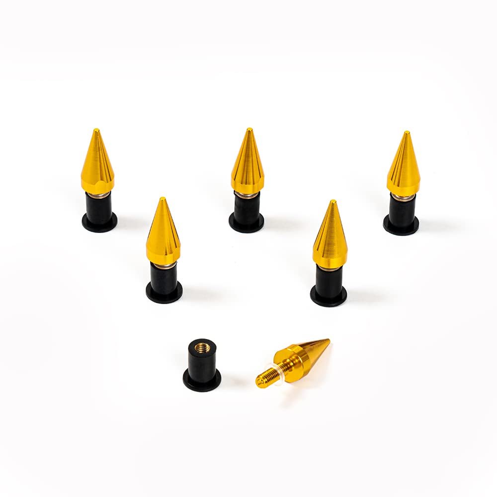 WYNMOTO Spike Windshield Bolts Washers Screw Nuts Kit for Yamaha YZF-600 R6 1998 1999 2000 2001 2002 2003 2004 2005 Windscreen Rubber Well Nuts Washer Screw Fastener Mounting Kit Bolt (Gold)