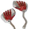 MotorToGo Small 3D Red Skull Hand Motorcycle Mirrors Compatible for Honda Magna 750 VF750CD Deluxe view 1
