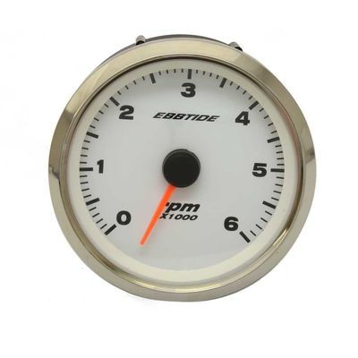 Ebbtide Boat Tachometer Gauge TC5030A | Faria 3 1/4 Inch Silver White