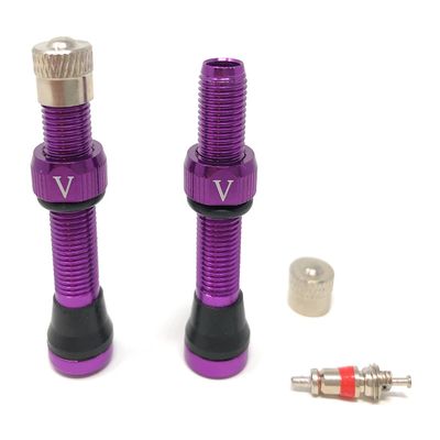 VeloTubes Tubeless Schrader Valves - 46mm Purple