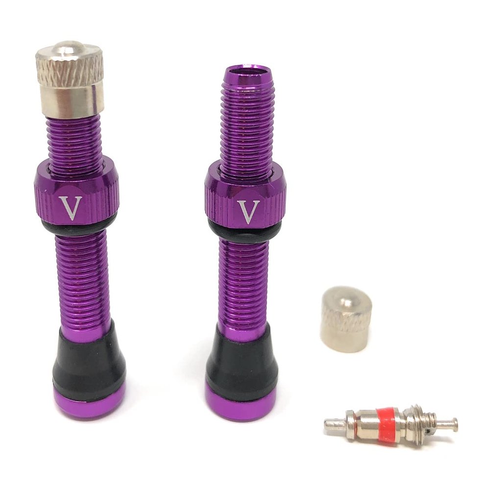 VeloTubes Tubeless Schrader Valves - 46mm Purple