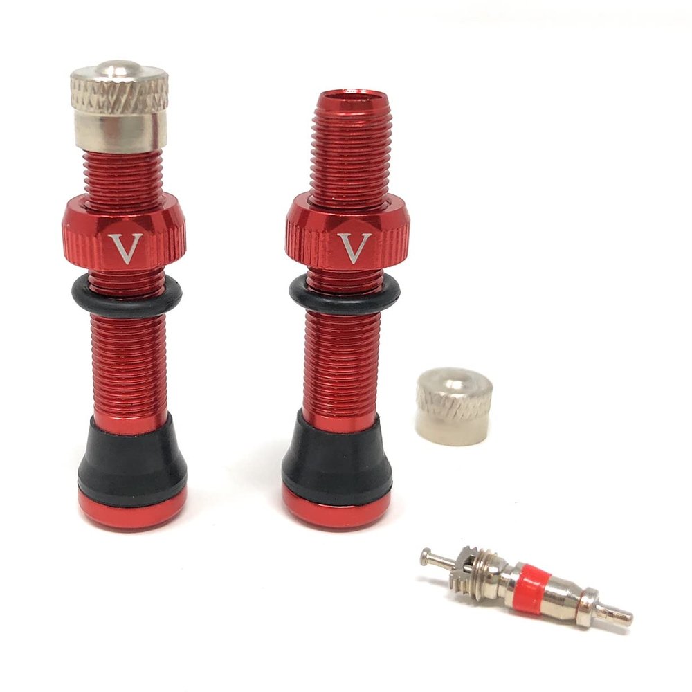 VeloTubes Tubeless Schrader Valves - 46mm Red