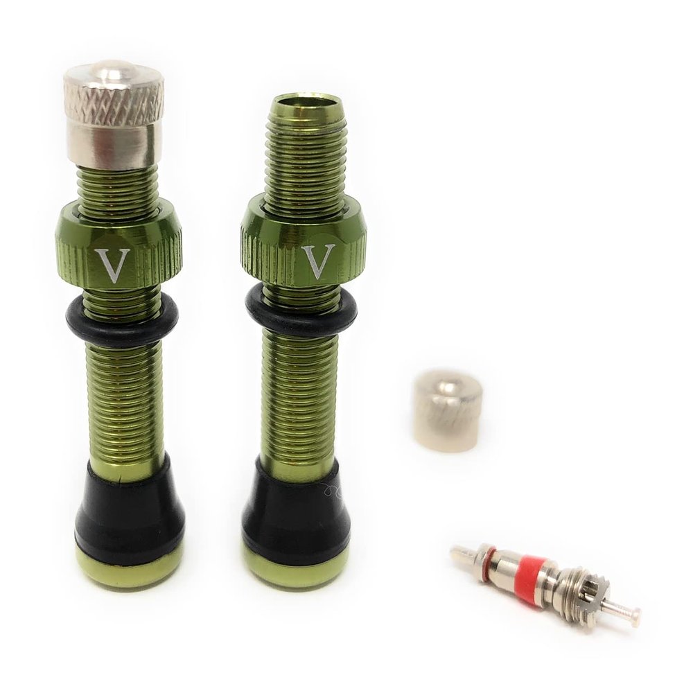 VeloTubes Tubeless Schrader Valves - 46mm Green