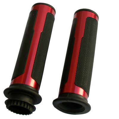 MotorToGo Red Handlebar Open End Grips Gel with Throttle Tubes Compatible for 2012 Kawasaki Ninja 650