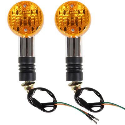 ANTUKO 2 Pc Amber Chrome Front Rear Turn Signal Blinker Indicator Light