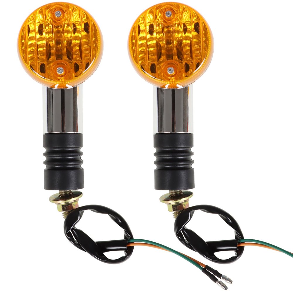 ANTUKO 2 Pc Amber Chrome Front Rear Turn Signal Blinker Indicator Light