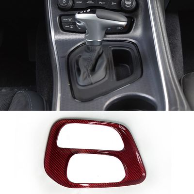 taruisixt for Dodge Challenger GT SRT SXT 2015-2020 Real Carbon Fiber Car Center Gear Shift Panel Decoration Car Interior Accessories 1 PCS LHD (Carbon Fiber Red)