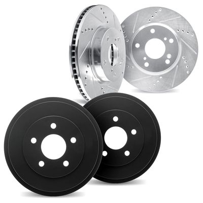 DFC Front Rear Brake Rotors and Drum Fits 1989-1993 Dodge D250