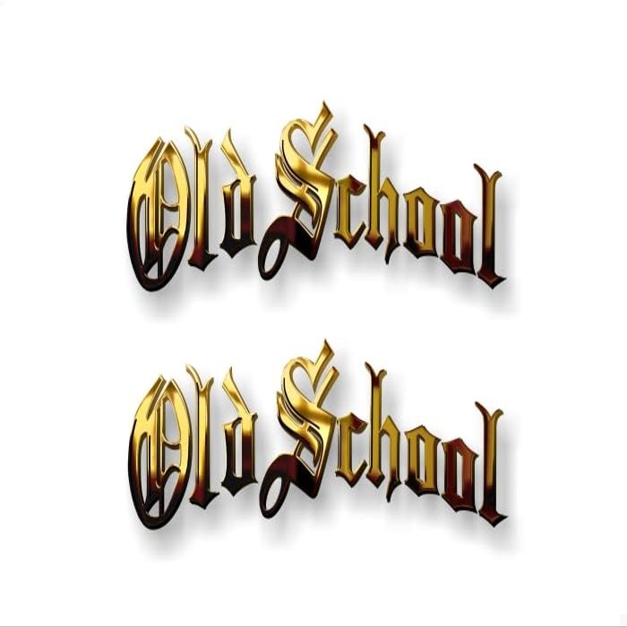 2 Old School Bullion Print Effect Vinyl 9" Decals Retro Rockabilly Classic JDM Funny Car Window Stickers (2-9" Bullion Effect Print)
