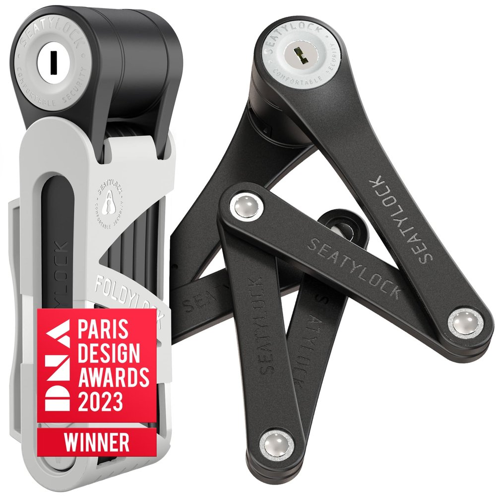 Seatylock FoldyLock Mini Folding Bike Lock - Patented Lightweight Bicycle Lock - Heavy Duty Anti Theft Guard with Key for Electric Scooter & City Bikes - 29.5"